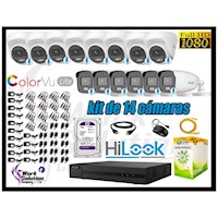 CÁMARAS SEGURIDAD KIT 14 HILOOK FULL HD COLORVU LITE NOCHE COLOR 1TB